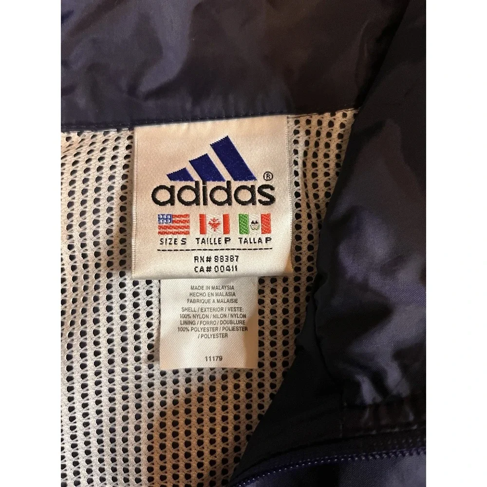 Adidas, Full Zip, Windbreaker Jacket, Navy Blue w/yellow Logo Athletic EUC A2-20
